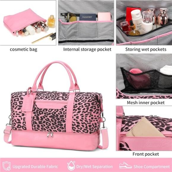 Weekender Bag For Women With Shoe Compartment LargeCapacity Travel Overnight Bag - Picture 5 of 7